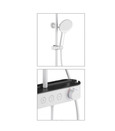 Coluna de duche com prateleira branco NIOBE
