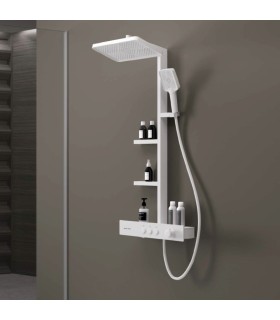 Conjunto de duche com prateleira branco TEBA
