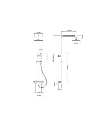 Conjunto de duche termostático Preto PVC ODOR