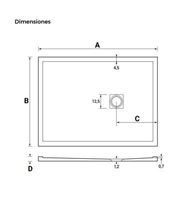 Base de duche em resina com moldura MADRID