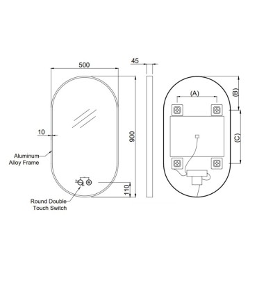 Espelho de casa de banho com luz perimetral RIO