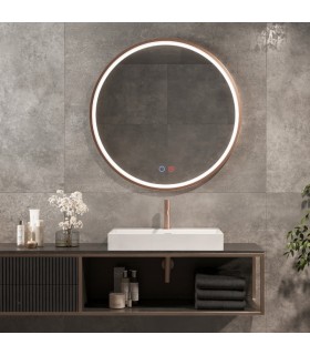 Espelho de casa de banho redondo com luz PARIS