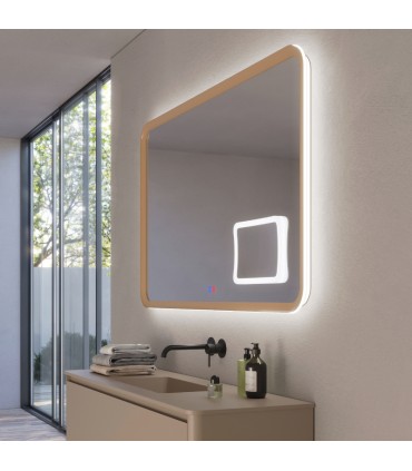 Espelho com aumento e luz LED com moldura modelo DUOMO