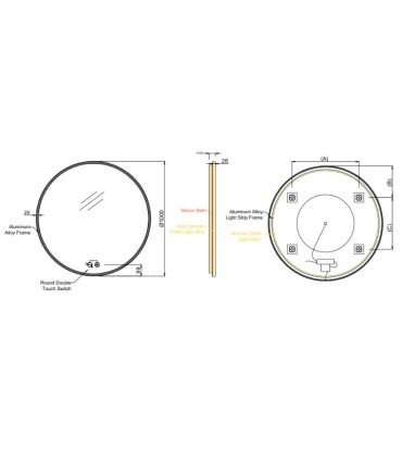 Espelho redondo com luz perimetral TORINO