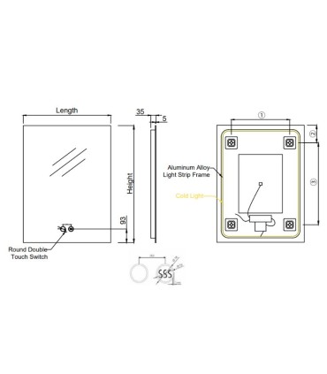 Espelho quadrado retroiluminado ITALIA