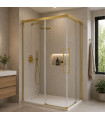 Resguardo Angular de duche com 2 painéis fixos + 2 portas de correr PAVÍA Ouro Escovado