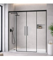 Resguardo de duche com 2 painéis fixos + 2 portas de correr PAVÍA Preto Fosco