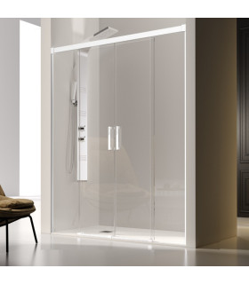 Resguardo de duche 2 painéis Fixos + 2 portas Deslizantes GLASÉ Branco