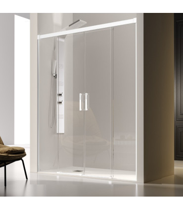 Resguardo de duche 2 painéis Fixos + 2 portas Deslizantes GLASÉ Branco