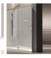 Resguardo de Duche painéi Fixo + porta Deslizante GLASÉ Ouro Escovado