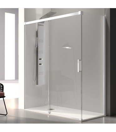 Resguardo de Duche painéi Fixo + porta Deslizante GLASÉ Branco