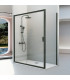 Resguardo de Duche painéi Fixo + porta Deslizante  + panel lateral SIENA Preto Fosco