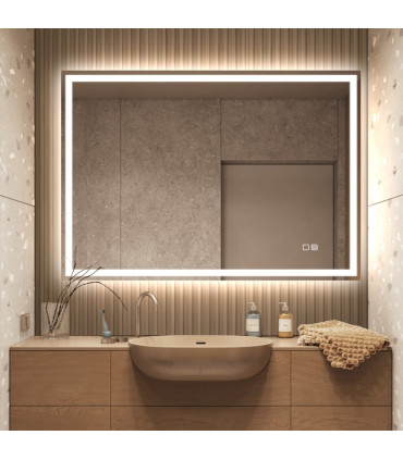 Espelho retangular com luz LED frontal e Bluetooth Minerva+
