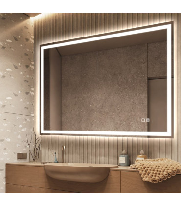 Espelho retangular com luz LED frontal e Bluetooth Minerva+