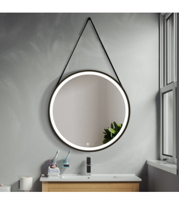 Espelho redondo com luz LED e corda CLOE
