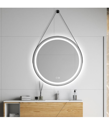 Espelho redondo com luz LED e corda CLOE+