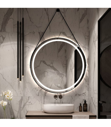 Espelho redondo com luz LED e corda CLOE+