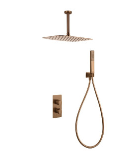 Conjunto de duche Termostático Encastrado no teto AREZZO Ouro rosa